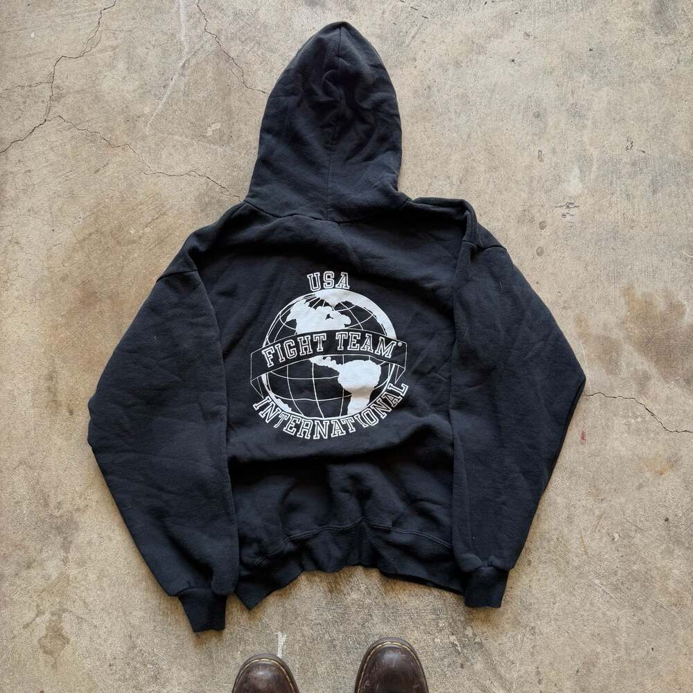 Jerzees Super Sweats Hoodie - Fight Team USA - Black - XL